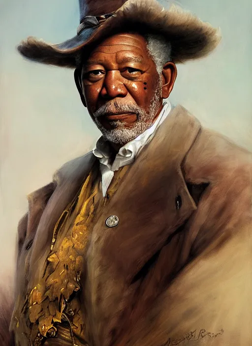 Prompt: formal portrait of morgan freeman as don quixote, digital art by eugene de blaas, ross tran, and nasreddine dinet, vibrant color scheme, intricately detailed, in the style of romanticism, cinematic, artstation, greg rutkowski