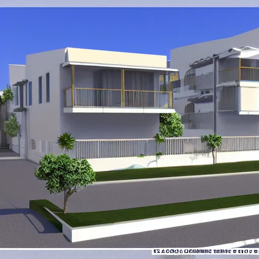 Image similar to cb casas bahia na praia 3 d render, high detail