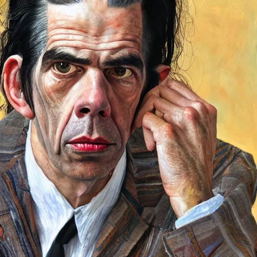 Image similar to high quality high detail painting by lucian freud, hd, nick cave