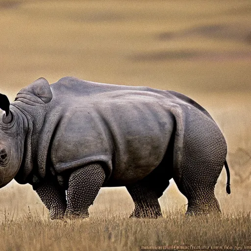 Image similar to a Rhino with the armor of a pangolin, national geographic photograph