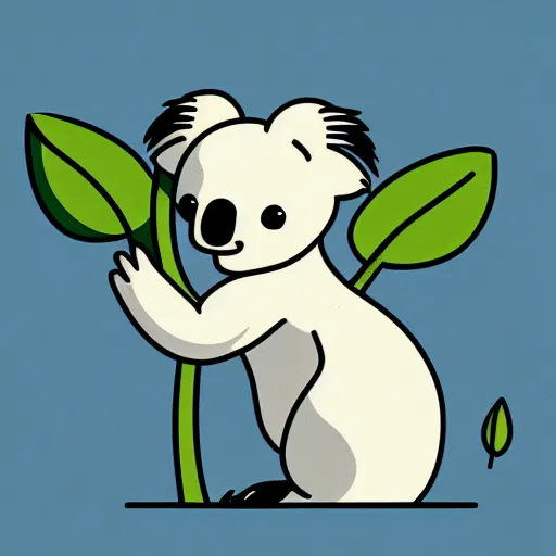 Prompt: A nice Cute Koala with a simple rounded line in a meadow, style simpsons, sharp focus, illustration, ArtStation