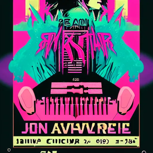 Image similar to concert poster for the synthwave artist JONSK.