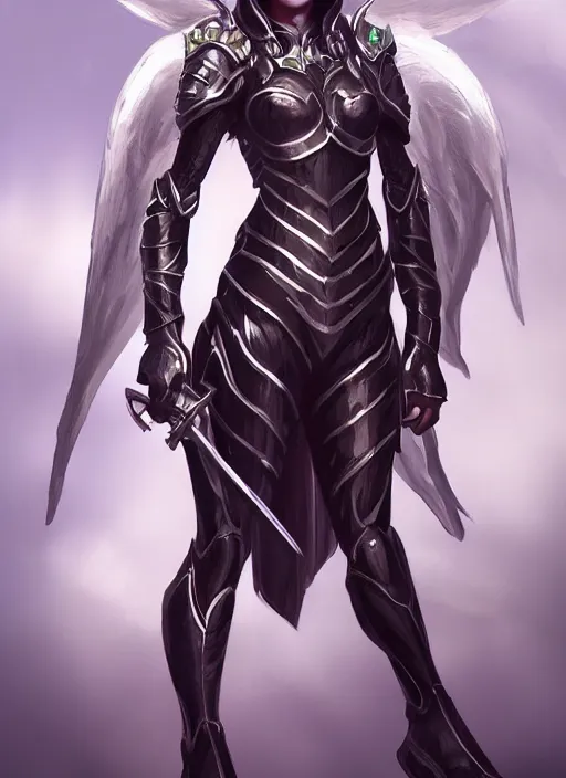 Image similar to concept art. angel knight girl. artstation trending. highly detailed