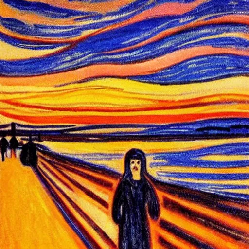 Prompt: sunset in the style of edvard munch