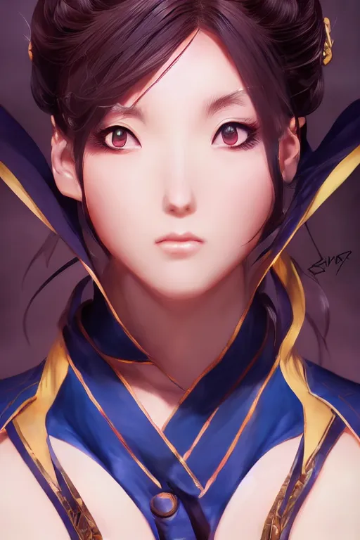 Image similar to A beautiful anime portrait of Chun LI , by Stanley Artgerm Lau, WLOP, Rossdraws, James Jean, Andrei Riabovitchev, Marc Simonetti, and Sakimichan, tranding on artstation