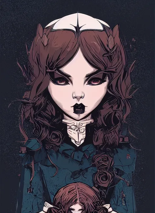 Image similar to beautifull gothic maiden, cute face. dark fantasy, d & d, artstation, art by petros afshar, tom whalen, laurie greasley and greg rutkowski and ilya kuvshinov