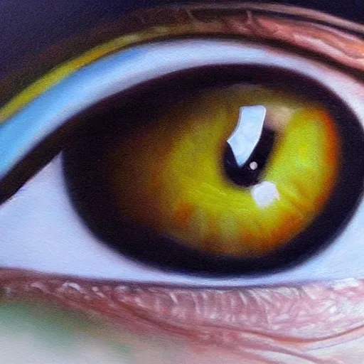 Image similar to a photorealistic painting of a human eye