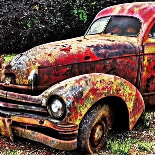 Image similar to broken down rusty old car