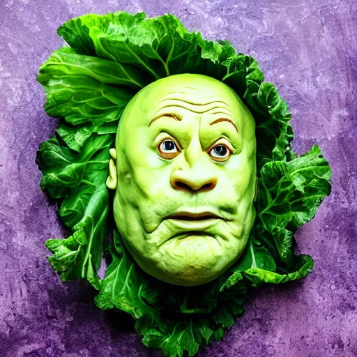 Prompt: cabbage with the face of Dwayne Johnson