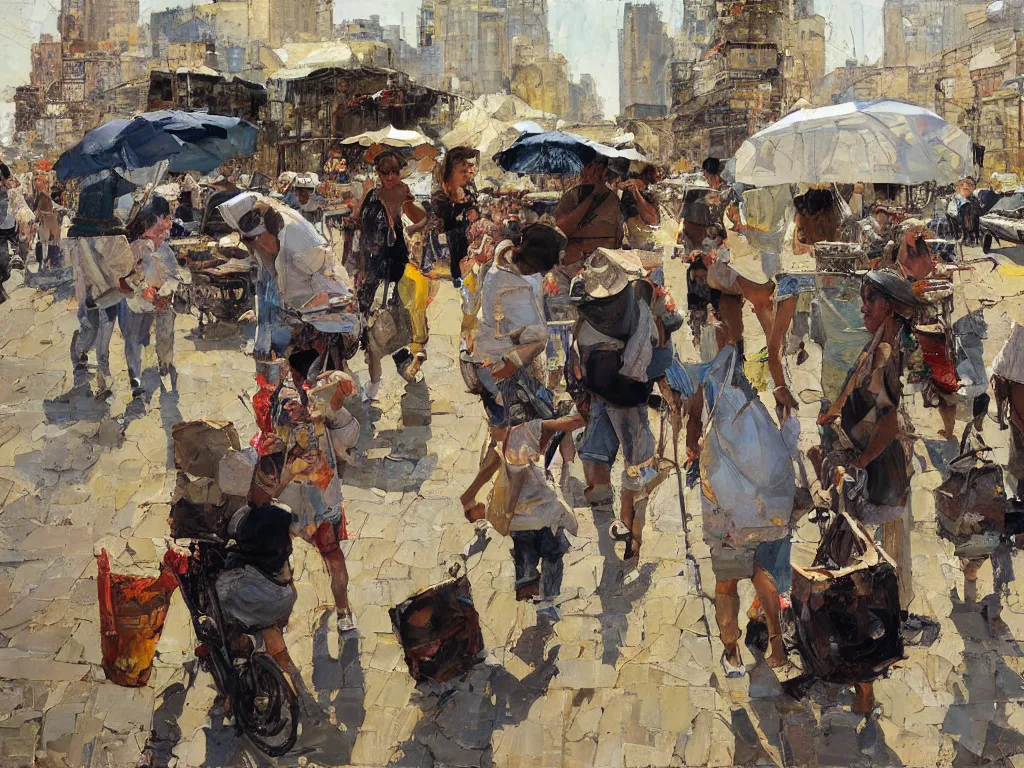 Image similar to street usa, heatwave, Denis sarazhin, oil on canvas