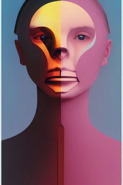 Image similar to woman wearing Oculus and digital glitch head Edward Hopper and James Gilleard, Zdzislaw Beksisnski, higly detailed