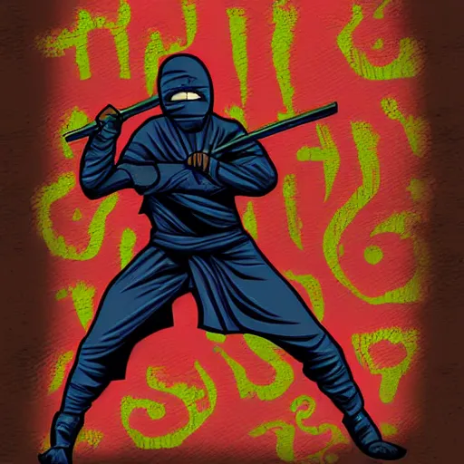 Image similar to ninja , digital art , sticker illustration