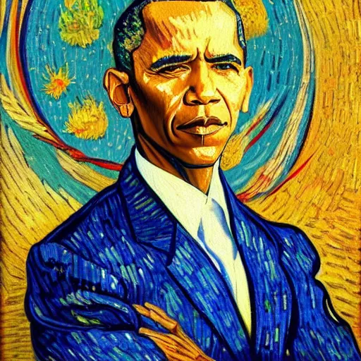 Prompt: a perfect fusion of Barack Obama and Joe Biden, style of Vincent Van Gogh, presidential fusion, mix of Biden and Obama, presidential cross, portrait, oil painting by Van Gogh, 4k photograph of painting