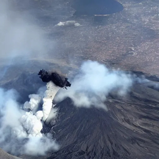 Image similar to photograph of a plane crashing into a Volcano