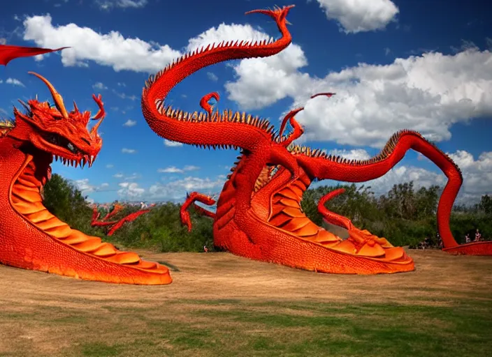 Image similar to two dueling dragons, vivid