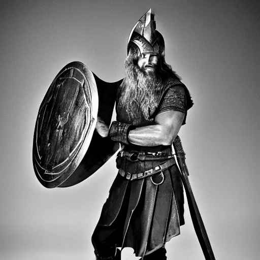 Image similar to viking holding a shield by richard kirk