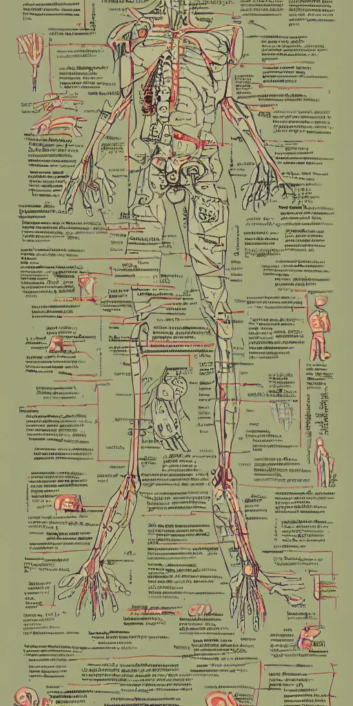 Image similar to anatomy of the terminator, diagrams, map, marginalia, sketchbook, old script, inhabited initials, pastel infographic by Wes Anderson and victo ngai