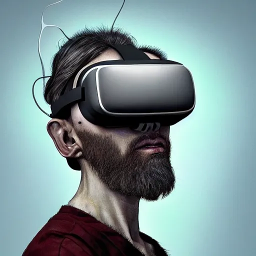 Image similar to Colour Caravaggio and Leonardo da Vinci style full body portrait Photography of Highly detailed Man with 1000 years old perfect face wearing highly detailed sci-fi VR headset designed by Josan Gonzalez. Many details In style of Josan Gonzalez and Mike Winkelmann and andgreg rutkowski and alphonse muchaand and Caspar David Friedrich and Stephen Hickman and James Gurney and Hiromasa Ogura. Rendered in Blender and Octane Render volumetric natural light