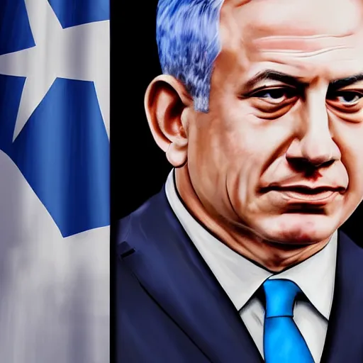 Image similar to benjamin netanyahu losing the elections, crying. digital painting, high detail, 8 k