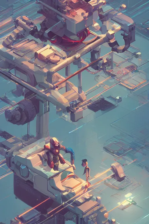 Image similar to Isometric Complex AI robot structure, by Jesper Ejsing, RHADS, Makoto Shinkai and Lois van baarle, ilya kuvshinov, rossdraws global illumination