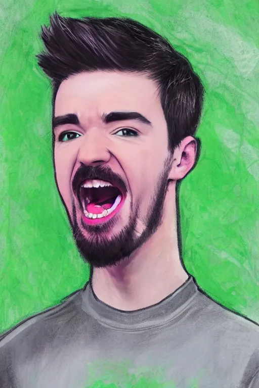 Prompt: Sean McLoughlin, Jacksepticeye, Irish Youtuber, solo portrait, yelling super loud, extreme yelling 🎨🖌️