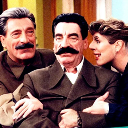 Image similar to A still of Stalin in the 1990s sitcom Friends