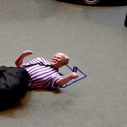 Image similar to joe biden falls down with a bicycle diorama