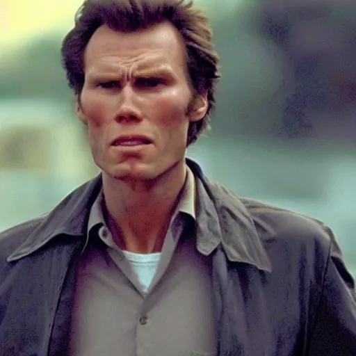 Image similar to Live Action Still of Jerma985 in Dirty Harry, real life, hyperrealistic, ultra realistic, realistic, highly detailed, epic, HD quality, 8k resolution, body and headshot, film still