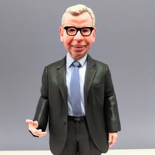 Image similar to michael gove action figure, figurine, product photo, realistic