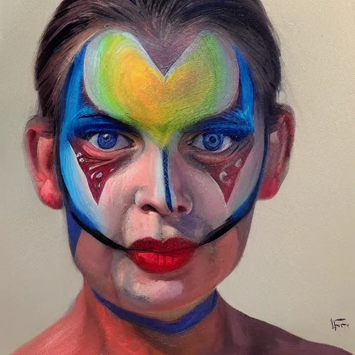 Prompt: portrait of a face painted with oil strokes