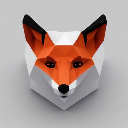 Prompt: Low polygon render of a fox on a white background, isometric 3d, ultra HD