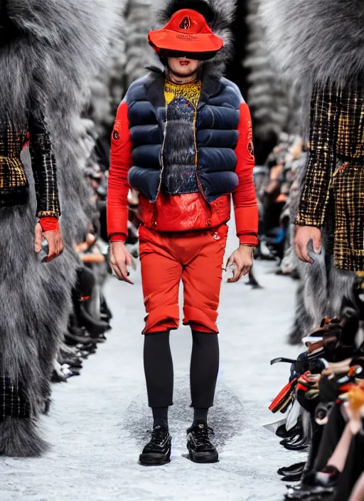 Image similar to hyperrealistic and heavy detailed moncler runway show of minions, leica sl 2 5 0 mm, vivid color, high quality, high textured, real life