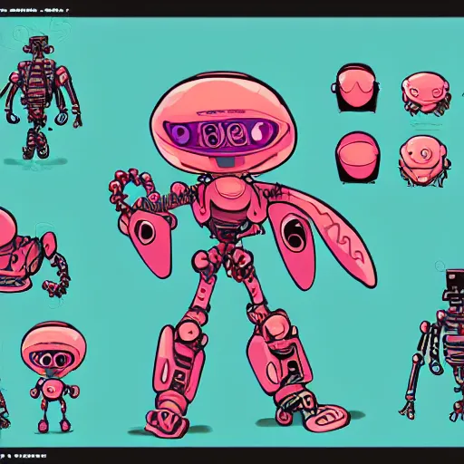 Image similar to official character sheets for an adorable new sea angel biomech suit, digital screen robot face, wearing an oversized sweater, covered in coral, art by tim schafer black velvetopia art for psychonauts from double fine studios, art by splatoon from nintendo, black light rave, adult character, apocalypse