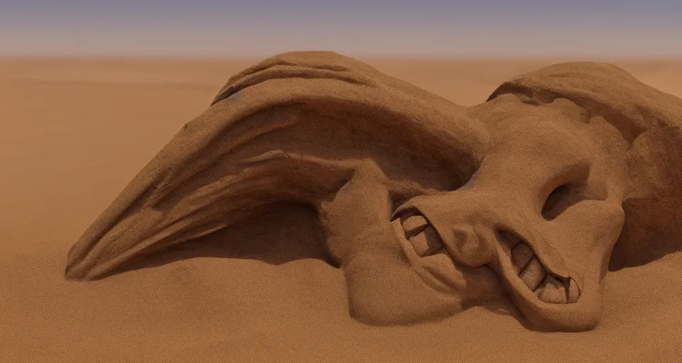 Image similar to a monster made out of sand, int he desert, 4k, photorealistic