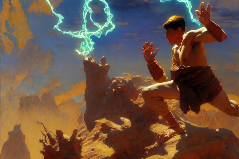 Image similar to earth bender, painting by gaston bussiere, craig mullins, j. c. leyendecker