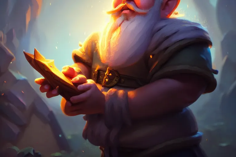 Image similar to [ important ] amazing portrait of funny gnome ], hearthstone splash art, deiv calviz, splash art, natural light, elegant, intricate, fantasy, atmospheric lighting, by greg rutkowski, hearthstone splash art, hd wallpaper, ultra high details, cinematic composition, insanely well organized