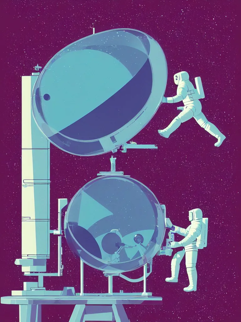 Image similar to ( ( strong dither ) ), editorial illustration scientific lab test tube telescope microscope astronaut, colorful modern, mads berg, karolis strautniekas, christopher balaskas, fine texture, dynamic composition, detailed, matte print, dynamic perspective, halftone texture, muted color, lomography, risograph