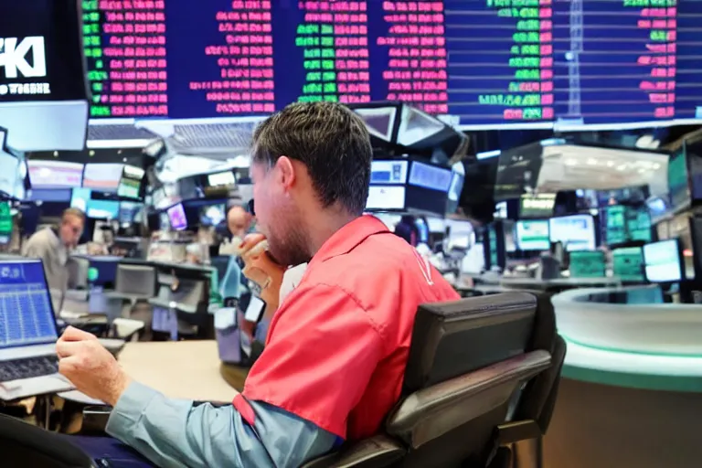 Prompt: trader losing money on the stock market, scary, hd