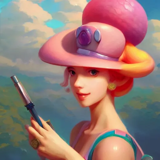 Image similar to painted portrait of princess peach, fantastically pastel colors, octane render, matte painting concept art, official fanart behance hd artstation by jesper elsing, by rhads and makoto shinkai and lois van baarle and ilya kuvshinov and rossdraws