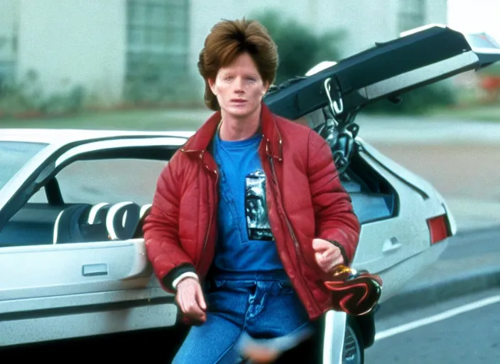 Image similar to film still of Eric Stoltz as Marty McFly in Back to the Future 1985