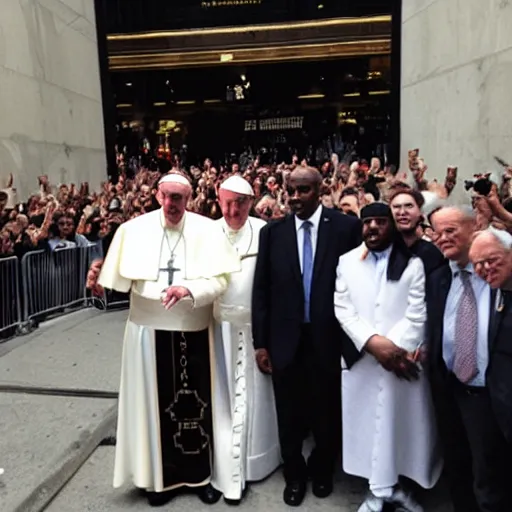 Image similar to pope Francis with wu tang clan album cover streets ny
