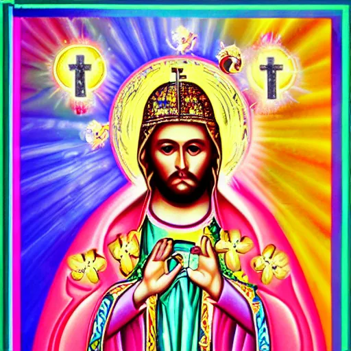 Image similar to holy catholic saint by Lisa Frank