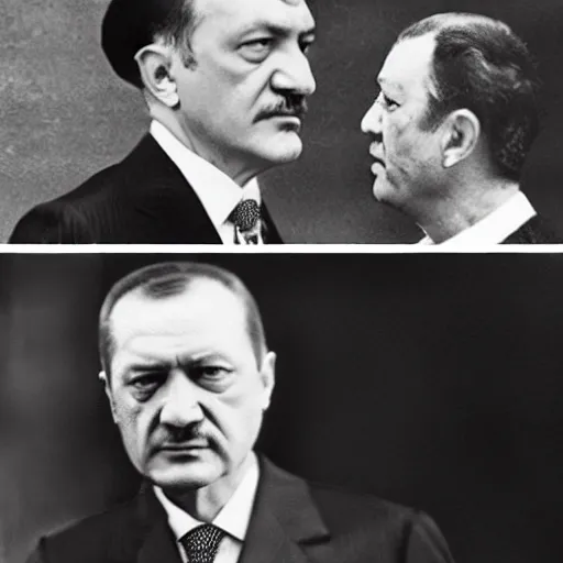 Image similar to Atatürk hard slapping Recep Tayyip Erdoğan in the face