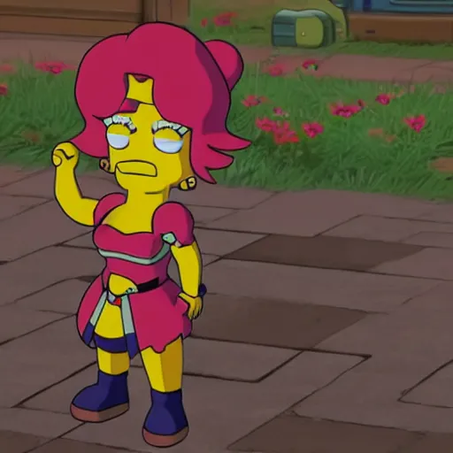 Prompt: pyra from xenoblade chronicles 2 in the simpsons