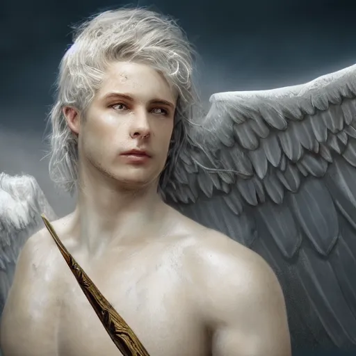 an extremely white male angel, matte painting, concept | Stable ...