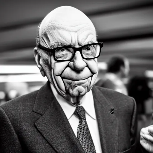 Image similar to Rupert Murdoch as The Joker, Rupert Murdoch, satan, portrait photography, depth of field, bokeh