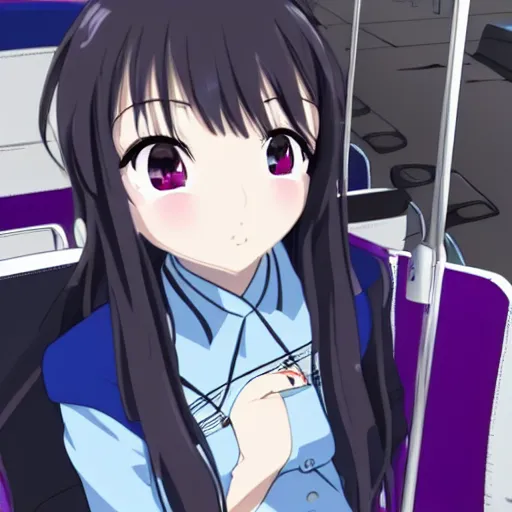 Image similar to two Japanese high school girl ,bus ,RENGE MUTATA