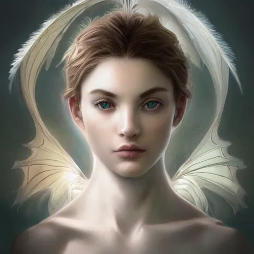 Image similar to Perfectly-centered portrait-photograph of a real life white dragon from heaven, lifelike, super highly detailed, professional digital painting, artstation, concept art, Unreal Engine 5, Photorealism, HD quality, 8k resolution, cinema 4d, 3D, beautiful, cinematic, art by artgerm and greg rutkowski and alphonse mucha and loish and WLOP