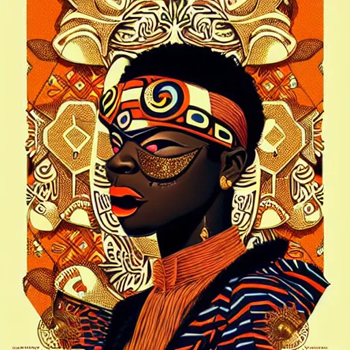 Image similar to eyo festival in heaven, nigerian, masquerade, eyo festival, yoruba illustration, medium shot, intricate, elegant, highly detailed, digital art, ffffound, art by jc leyendecker and sachin teng