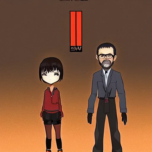 Prompt: lain iwakura and gordon freeman, HD, 4K